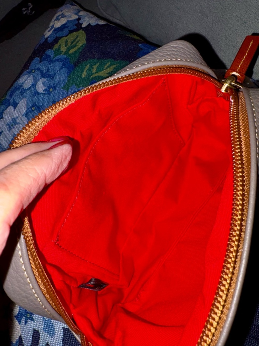 Dooney & Bourke Pebbled Leather Cosmetic Bag-Elephant - Picture 4 of 5